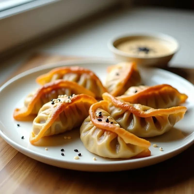 Gyozas de Col y Champiñones con Salsa de Sésamo: Receta China Vegana en Airfryer