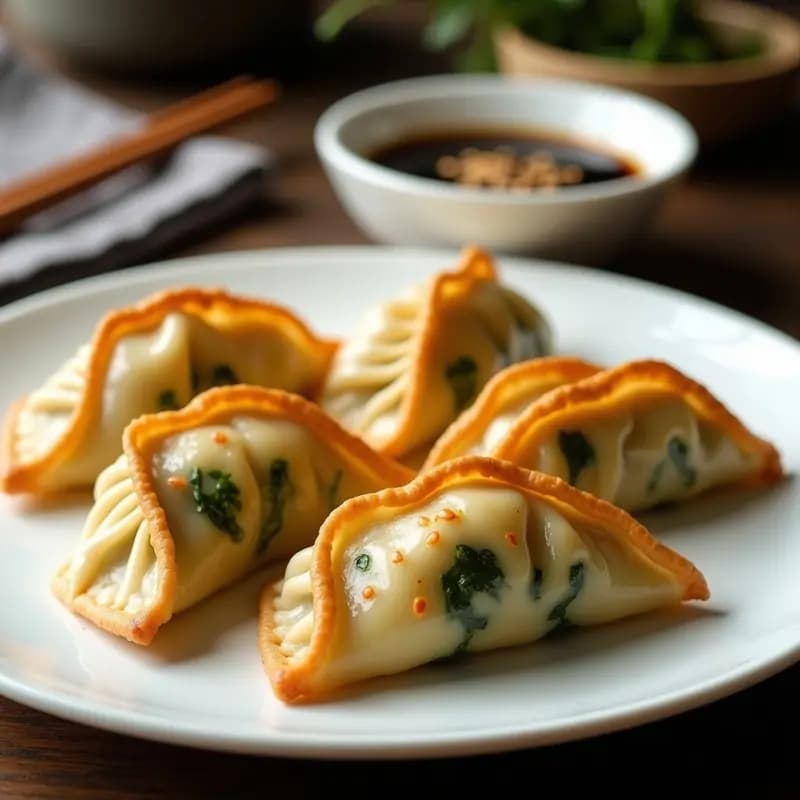 Gyozas de Col Rizada y Tofu: Aperitivo Japonés en Airfryer con Salsa de Soja Baja en Sodio