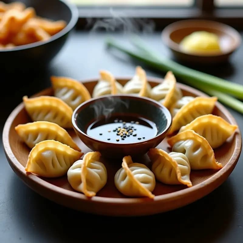 Gyozas de Coliflor y Cerdo Picado con Salsa de Sésamo y Limón: Receta Japonesa en Olla Rápida