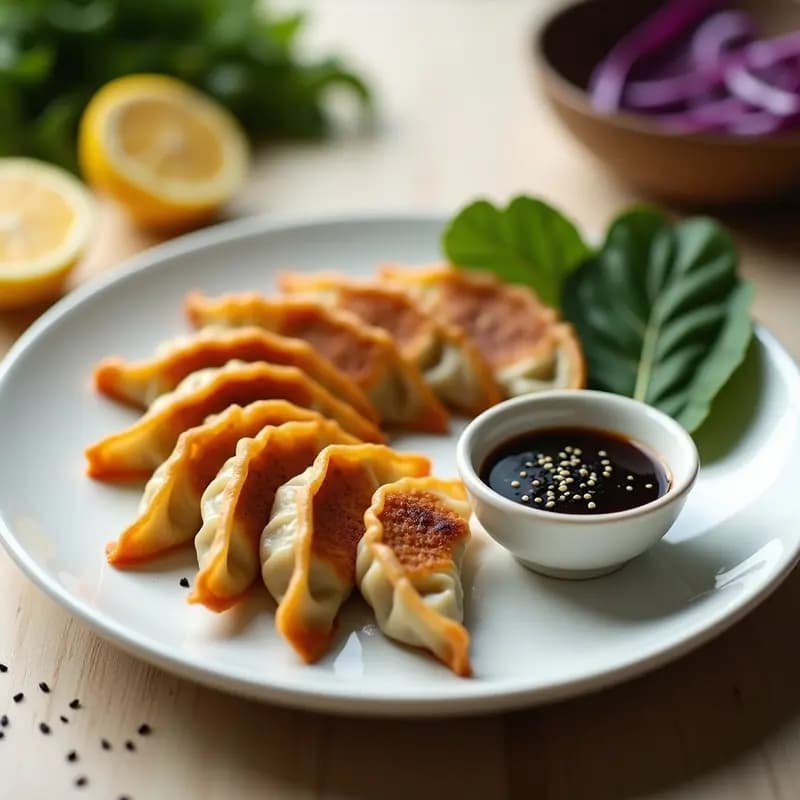 Gyozas de Repollo Morado y Tofu: Receta Japonesa en Airfryer con Salsa de Sésamo
