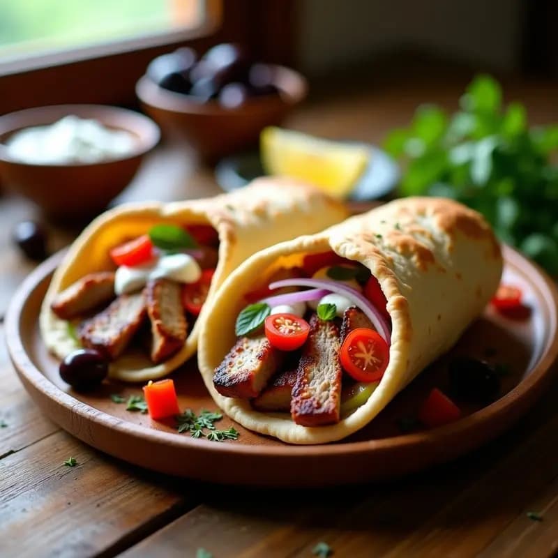 Gyros Griegos de Cerdo con Salsa Tzatziki y Pan de Pita: Receta Callejera en 20 Minutos