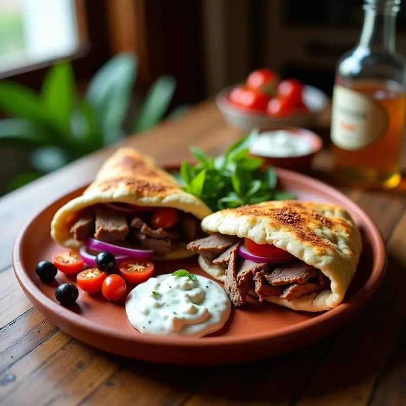 Gyros Griego con Carne de Cordero y Salsa Tzatziki: Receta en Pita Casera