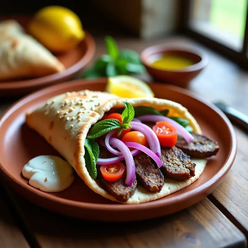 Gyros de Cordero y Tzatziki con Pan de Pita Integral: Receta Griega Auténtica en 20 Minutos