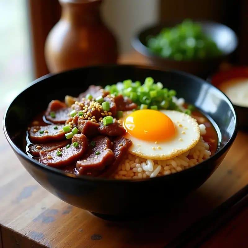 Gyudon Japonés con Carne de Res y Cebolla Caramelizada: Receta Rápida en Olla Exprés