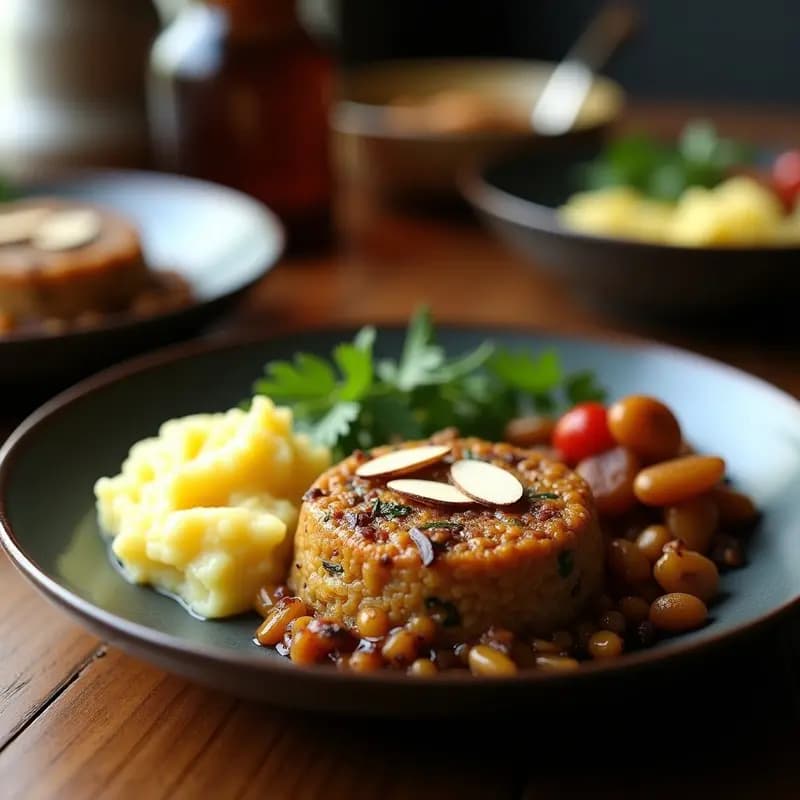 Haggis Escocés Vegano: Pudín de Avena y Lentejas con Especias y Cebolla Caramelizada
