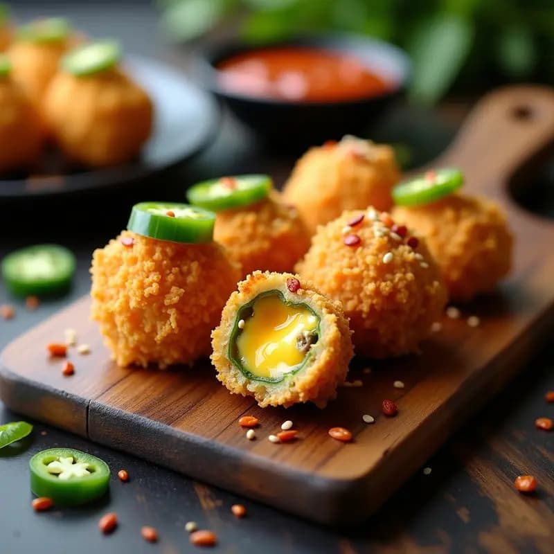 Hallapeño Poppers con Queso Vegano y tocino de tempeh: Aperitivo Picante y Crujiente