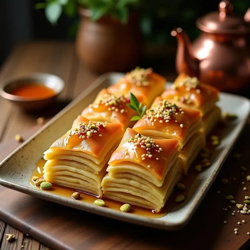 Halfati Egipcio con Queso Akkawi y Miel: Postre Árabe Crujiente y Dulce