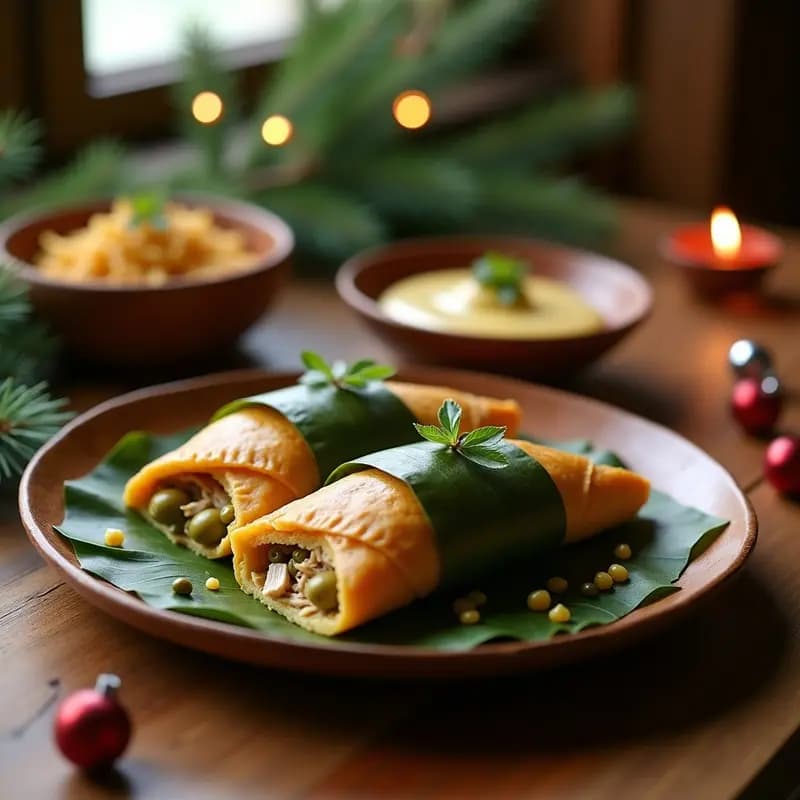 Hallaca Venezolana de Pollo y Aceitunas: Receta Navideña Sin Gluten en Hoja de Plátano