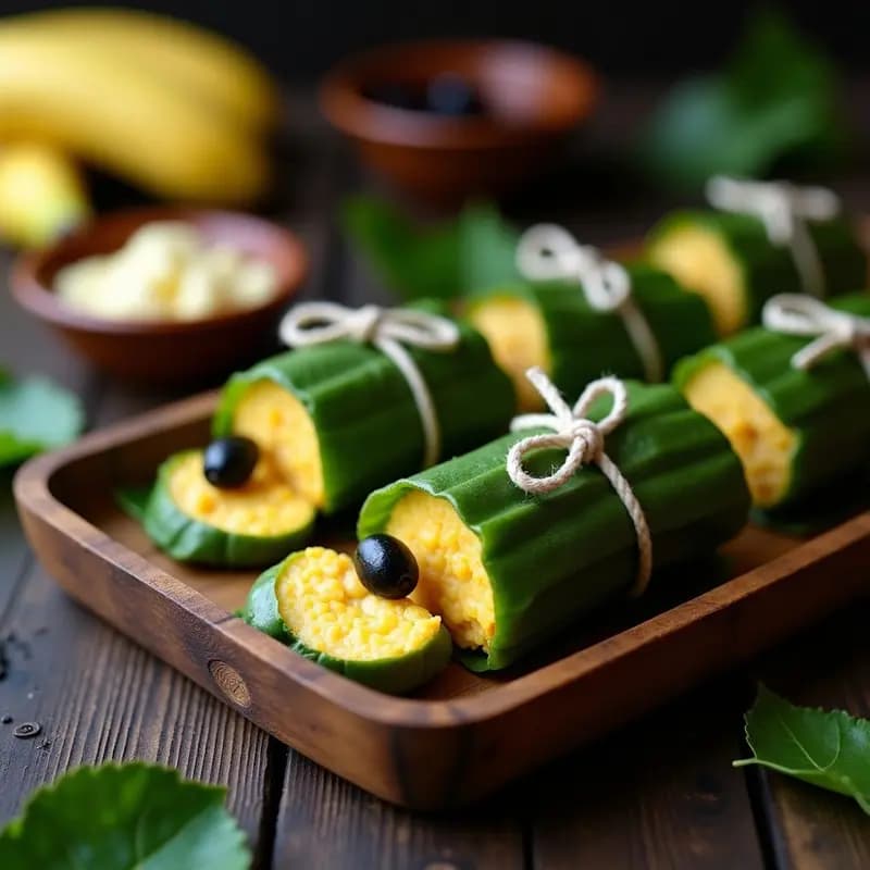 Hallacas Venezolanas de Plátano Maduro: Receta Tradicional Vegana con Queso y Aceitunas