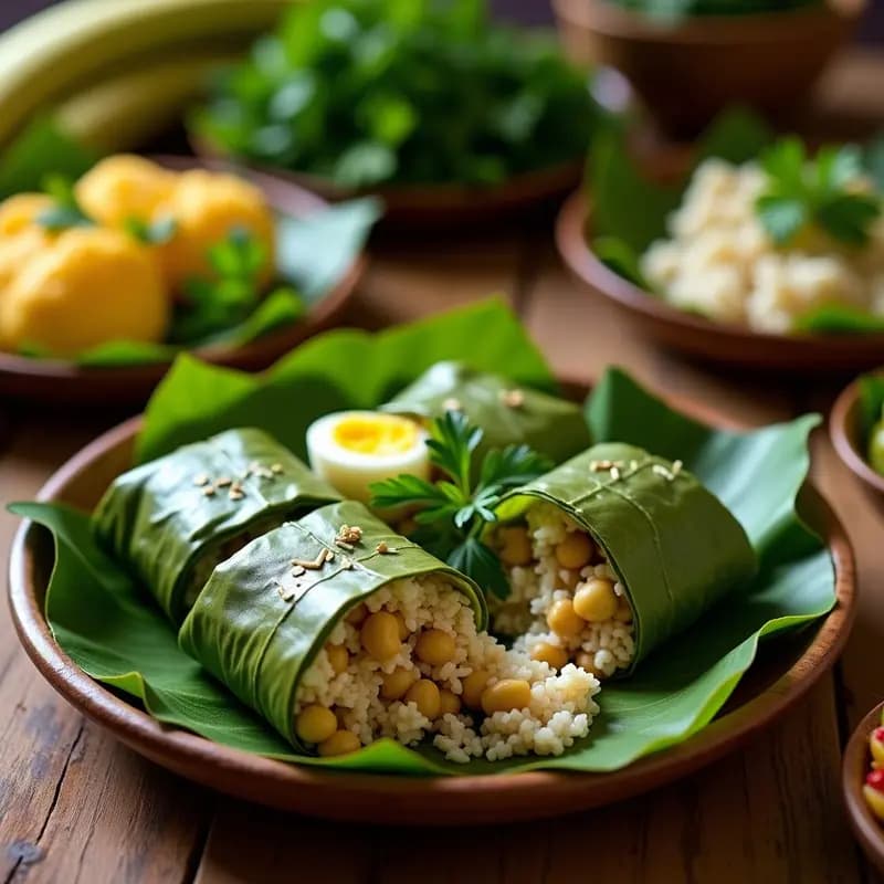 Hallacas de Pollo y Aceitunas Verdes: Receta Venezolana Tradicional en Hojas de Plátano