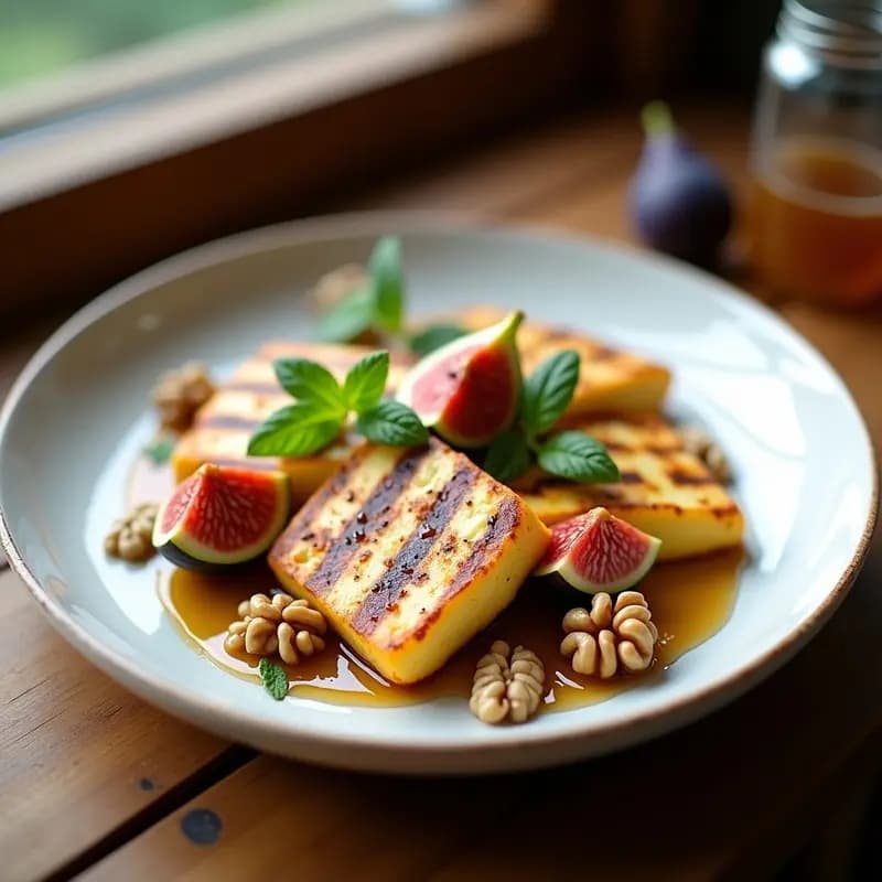 Halloumi a la Parrilla con Higera y Nueces: Entrante Chipriota Vegano y Crujiente