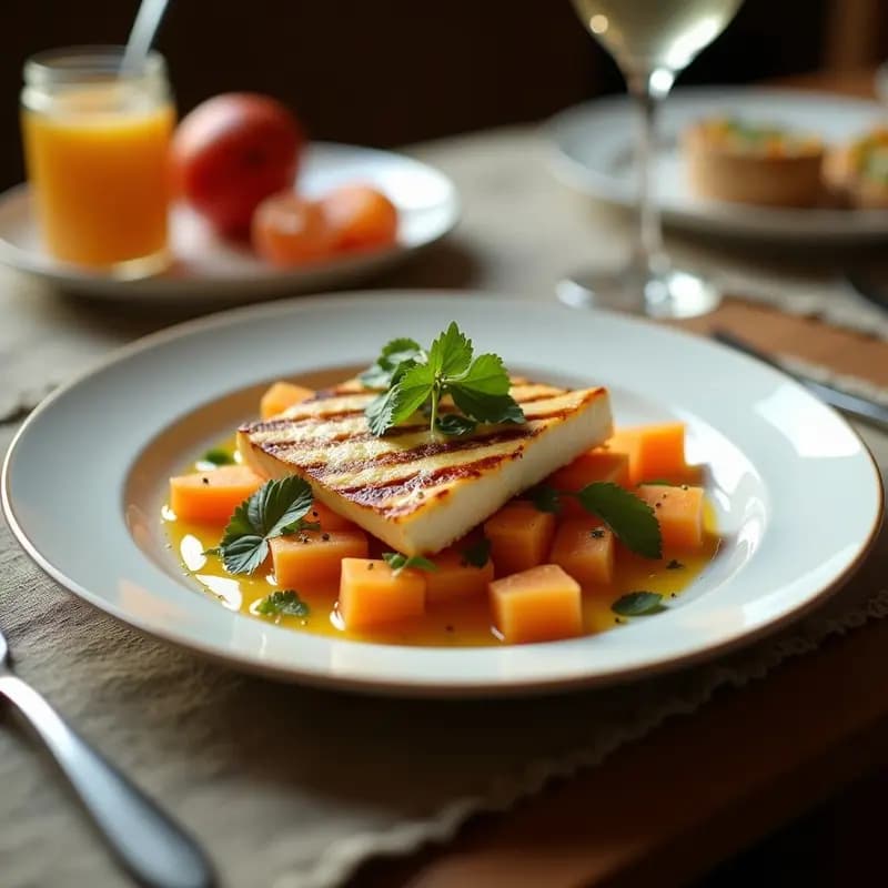 Halloumi a la Parrilla con Melón y Vinagreta de Miel: Entrante Chipriota Rápido y Sin Gluten