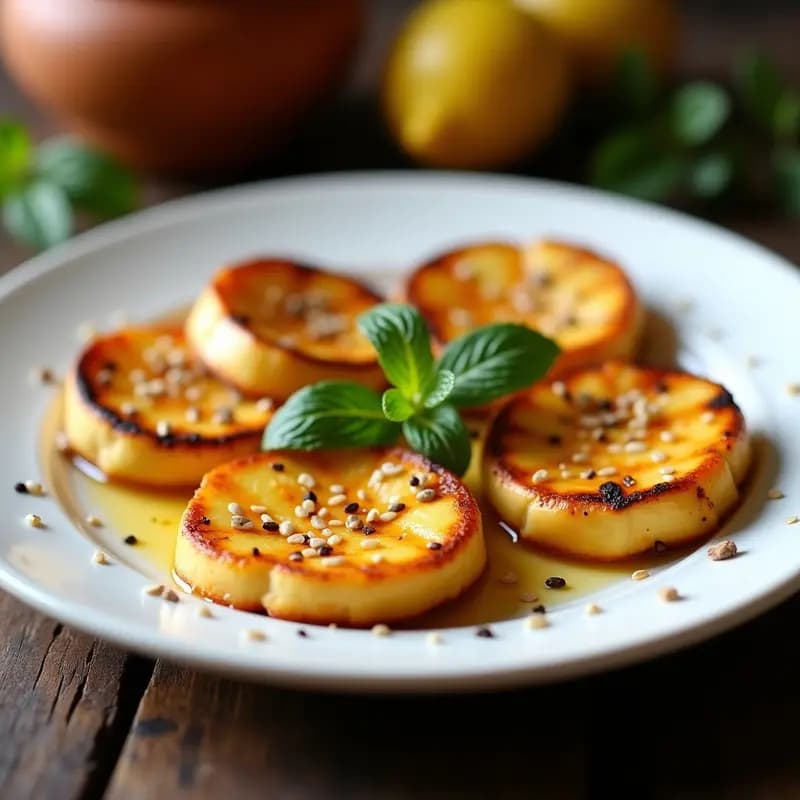 Halloumi a la Parrilla con Miel y Semillas de Sésamo: Aperitivo Chipriota en 10 Minutos