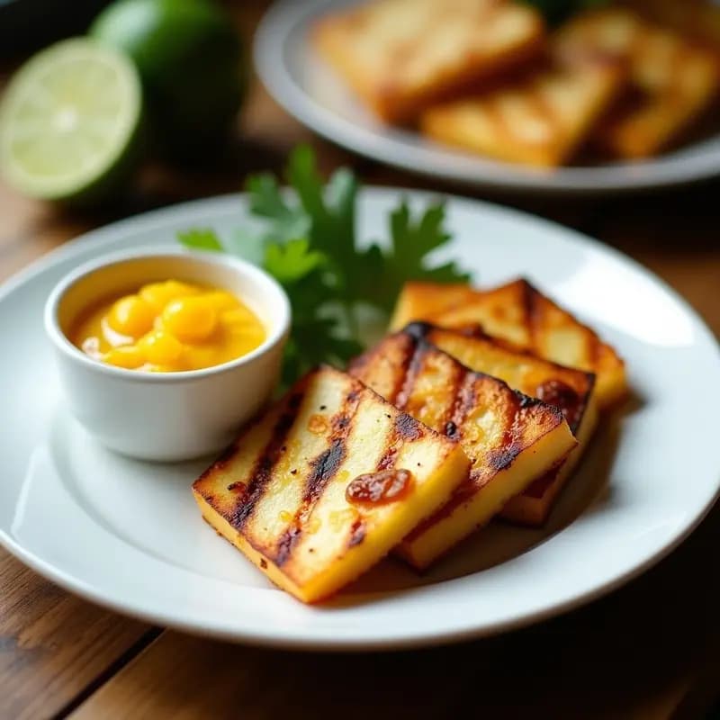 Halloumi a la Parrilla con Salsa de Mango y Lima: Entrante Chipriota