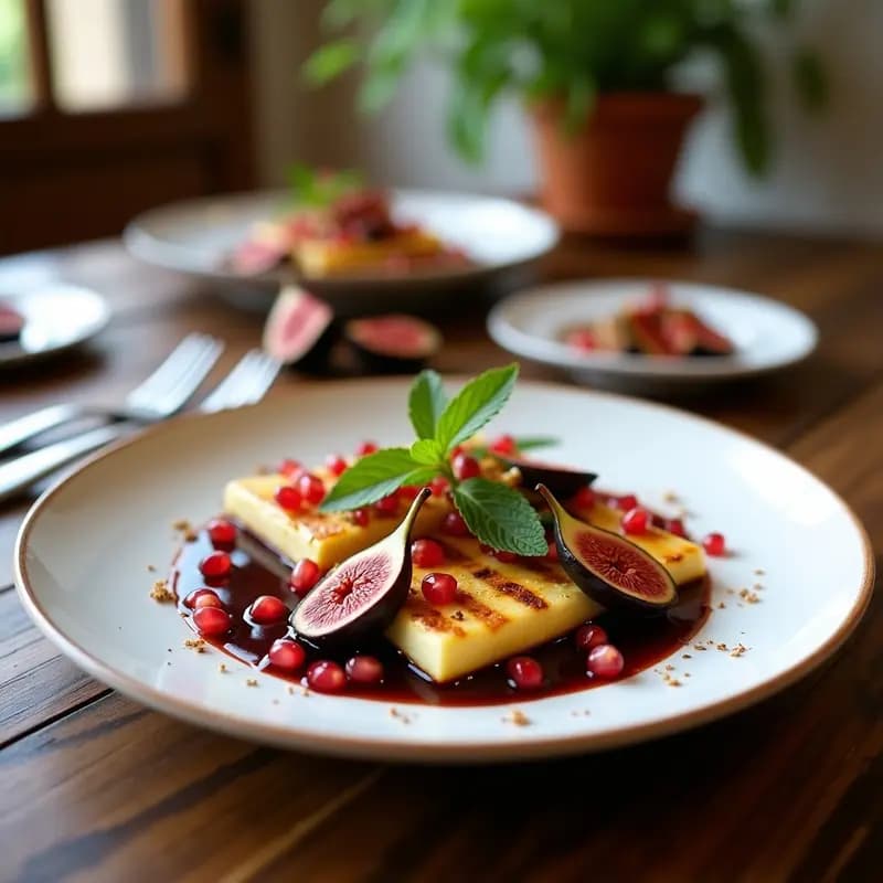 Halloumi a la Plancha con Higuera y Reducción de Granadina: Entrante Chipriota Gourmet