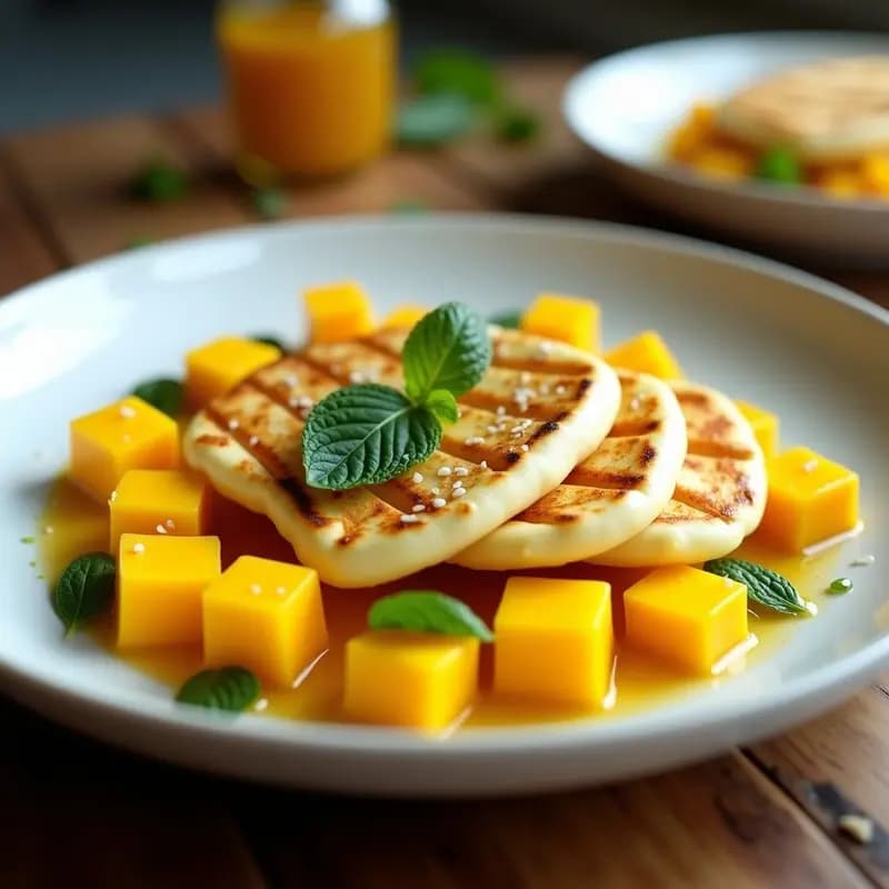 Halloumi a la Plancha con Mango y Menta: Entrante Chipriota Dulce-Salado para Grill