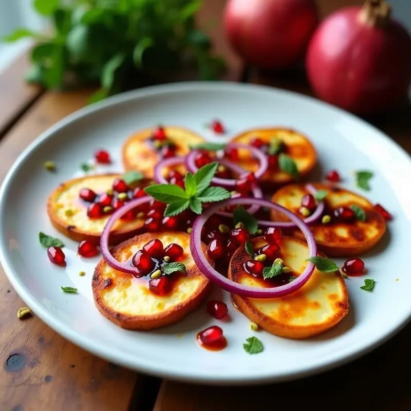 Halloumi a la Plancha con Melaza de Granado: Receta Chipriota Vegana y Dulce-Salada