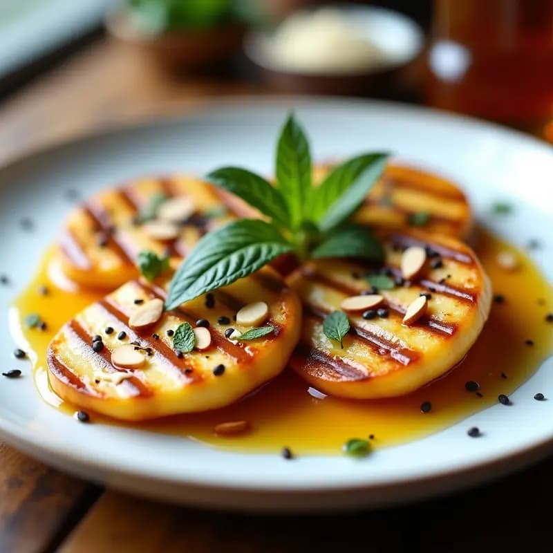 Halloumi a la Plancha con Miel de Dátiles y Almendras: Entrante Chipriota Alto en Proteínas