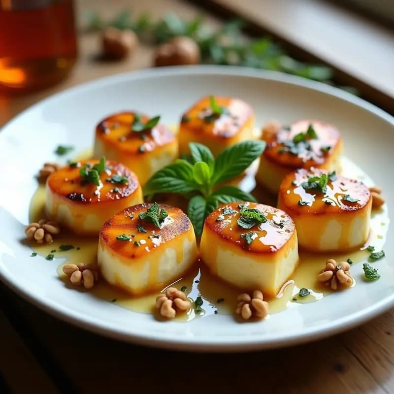 Halloumi a la Plancha con Miel y Nueces: Aperitivo Chipriota Dulce y Salado en 10 Minutos