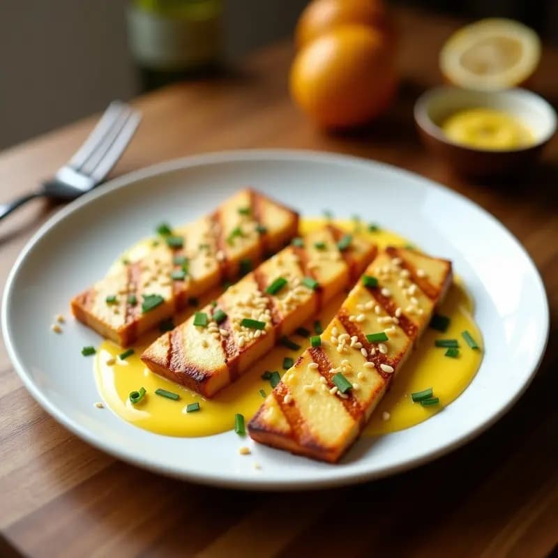 Halloumi a la Plancha con Salsa de Granadilla: Receta Chipriota Vegana y Sin Lactosa