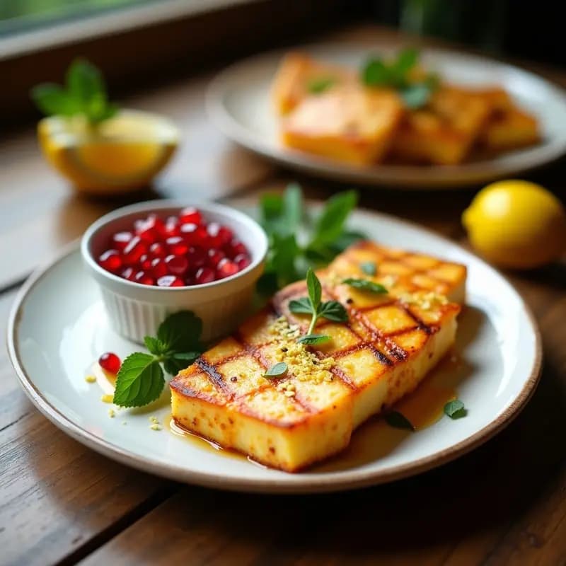 Halloumi a la Plancha con Salsa de Granado: Entrante Chipriota Crujiente y Salado