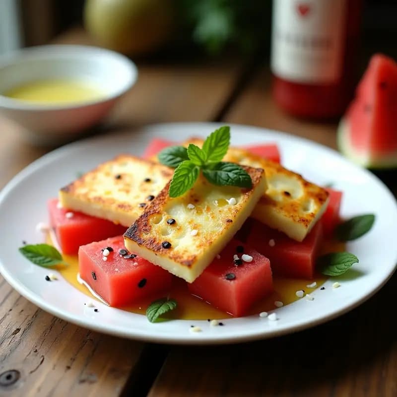 Halloumi a la Plancha con Sandía y Menta: Entrante Chipriota Fresco y Sin Cocinar