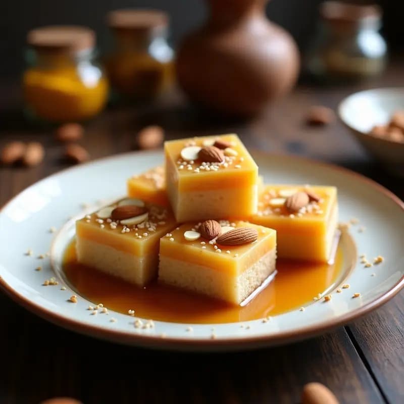 Halva de Sémola con Caramelo de Tamarindo: Postre Indio Sin Lácteos y Rápido