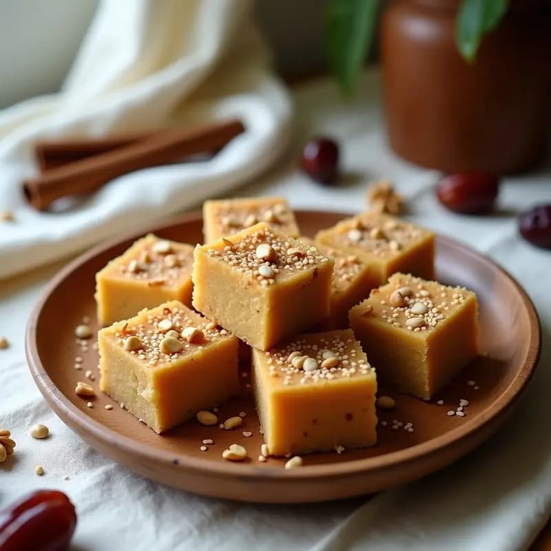 Halva de Sémola con Dátiles y Canela: Postre Israelí Vegano y Sin Harina