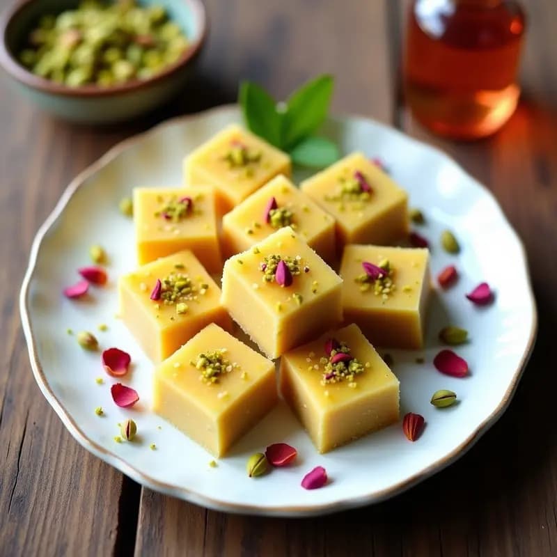 Halva de Sémola con Pistachos y Agua de Rosas: Postre Iraní Sin Horno
