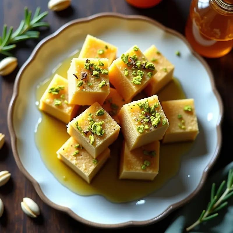 Halva de Sémola con Pistachos: Postre Turco Sin Harina y Endulzado con Miel