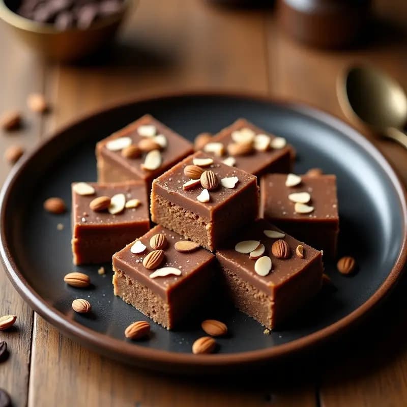 Halva de Semolina y Chocolate 100% con Nibs de Cacao: Postre Indio Sin Azúcar