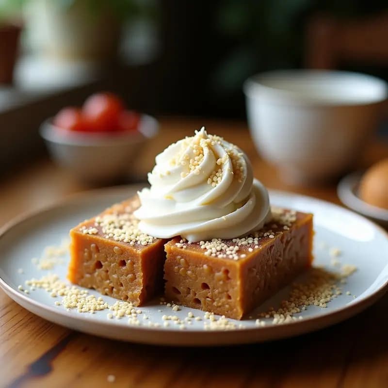 Halva de Sésamo y Dátiles con Helado de Coco: Postre Griego Sin Gluten y Vegano