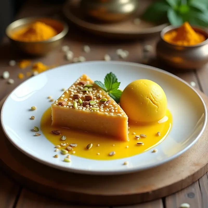 Halva de Sésamo y Dátiles con Helado de Cúrcuma: Postre Indio-Arabe Sin Azúcar