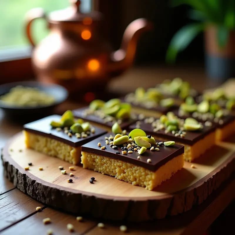 Halva de Sésamo y Pistacho con Cobertura de Chocolate Negro: Postre Medio Oriental Sin Gluten