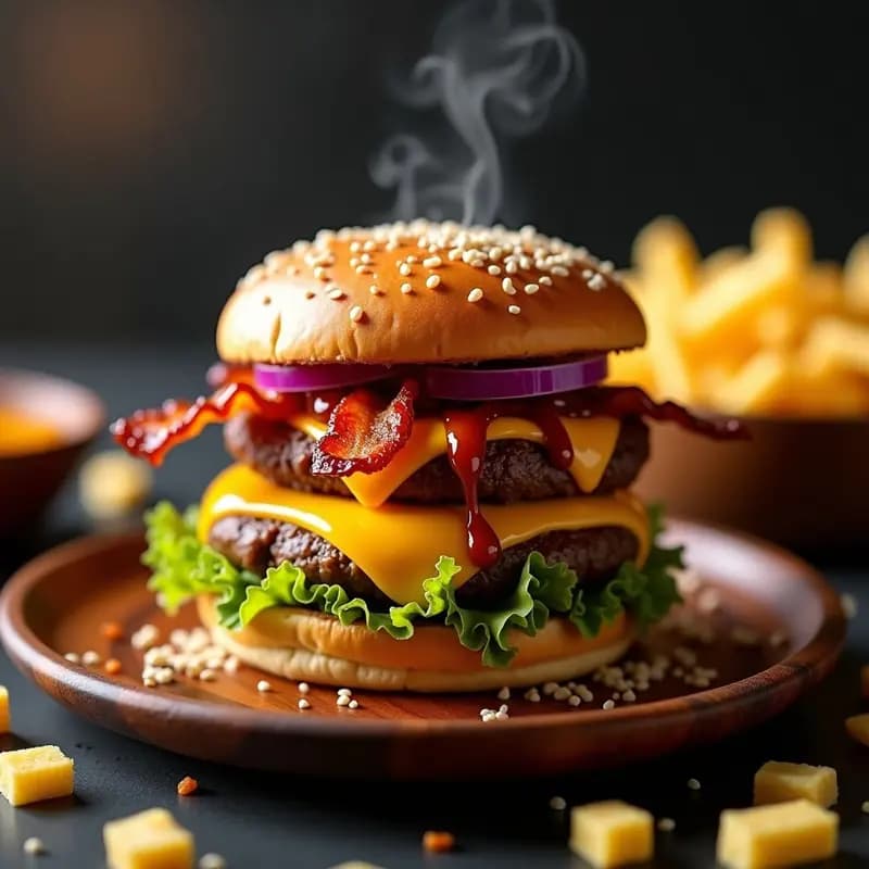 Hamburguesa de 4 Quesos con Salsa Barbacoa Casera: Receta Fácil para un Bocado Irresistible