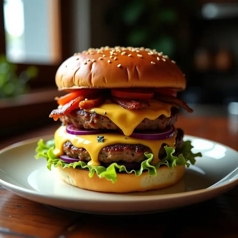 Hamburguesa de 5 Carnes con Queso Azul Fundido: La Explosión de Sabores que Derretirá tu Paladar
