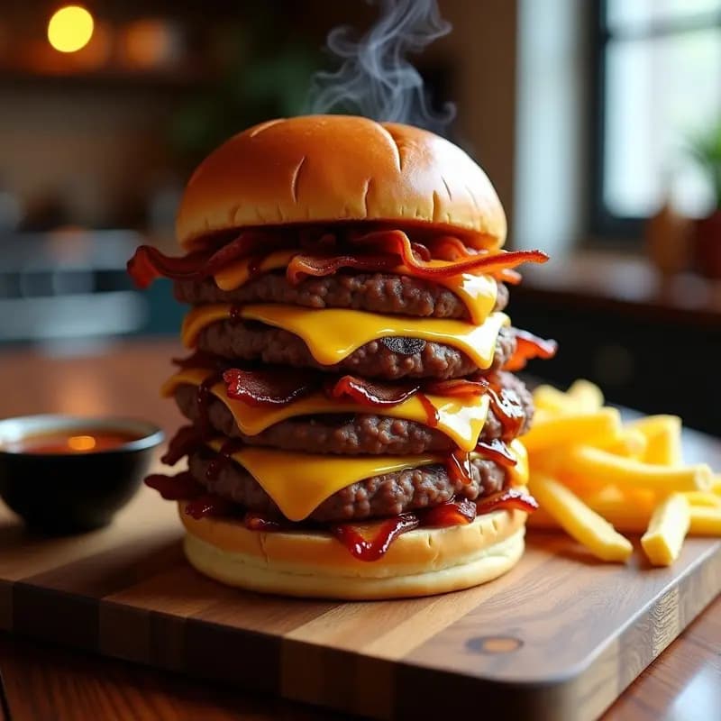 Hamburguesa Truckera con 5 Carnes y Queso Derretido: El Cheat-Meal Definitivo para Amantes de la Grasa