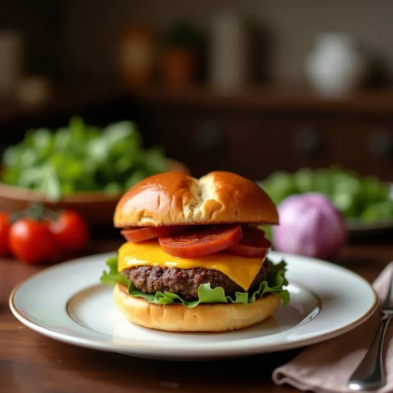 Hamburguesa de 5 Quesos y Chorizo Ibérico: Receta Explosiva en Pan Brioche Dorado