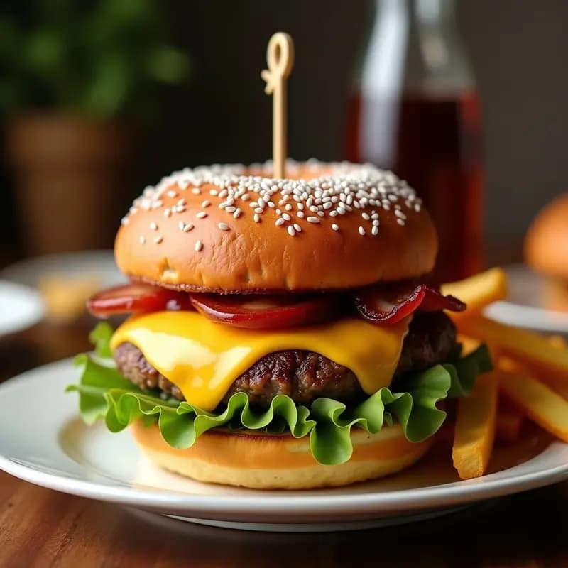 Hamburguesa de 5 Quesos con Pan de Donut y Bacon Crujiente: La Bomba Calórica Definitiva