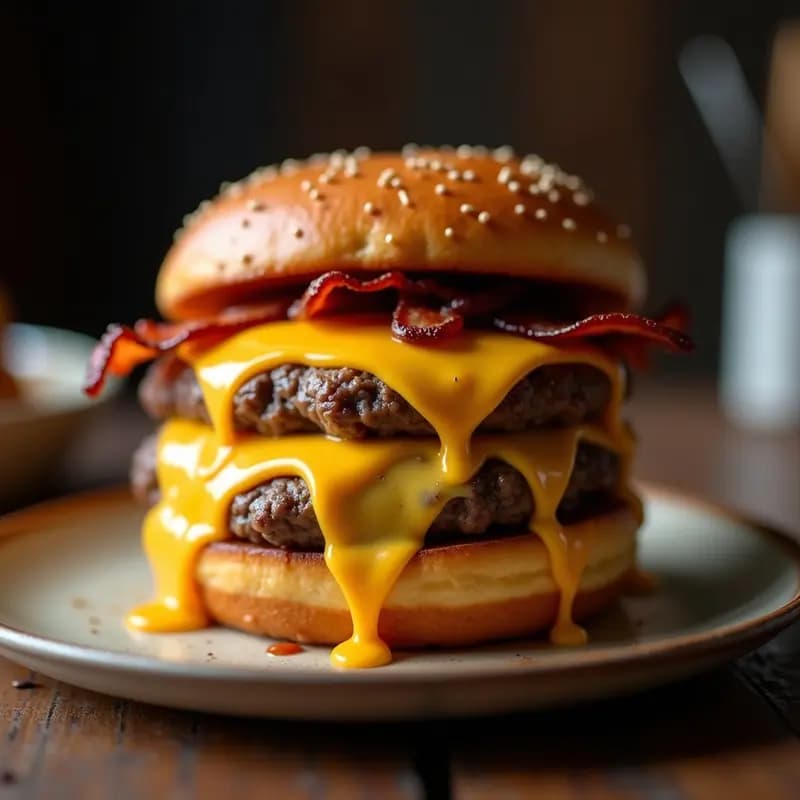 Hamburguesa de 5 Quesos con Donuts de Bacon: Receta Extrema para Amantes de la Grasa