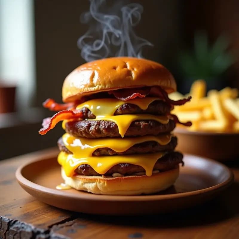 Hamburguesa de 5 Quesos y Tocineta Crujiente: Receta Americana para Derretir en la Boca