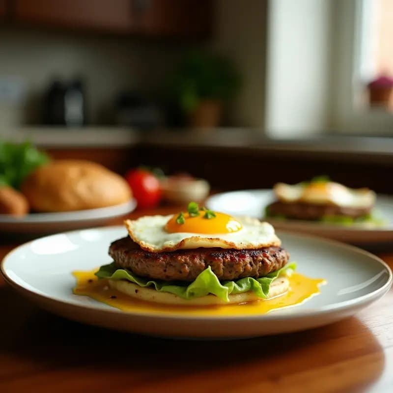 Hamburguesa de Aguacate y Huevos Fritos con Pan de Molde Dorado: Receta para Desayunar como un Rey