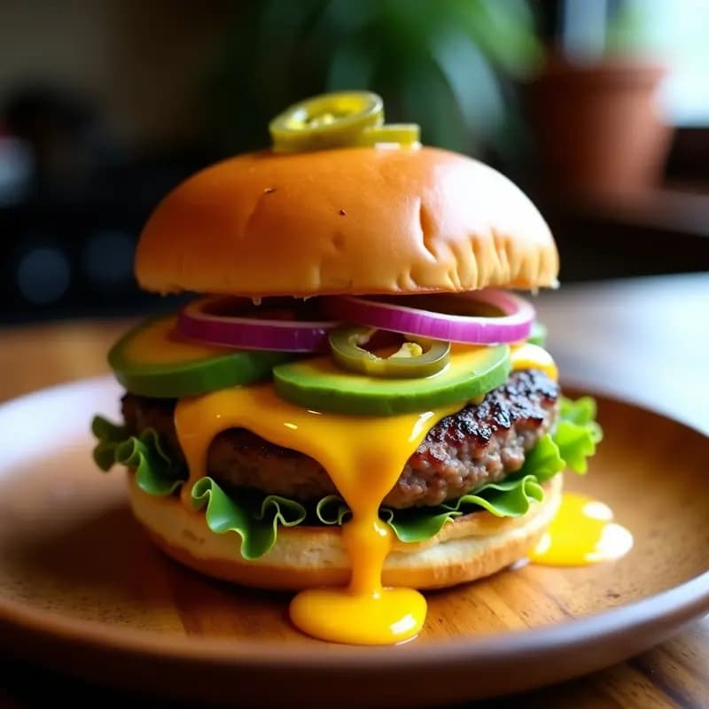 Hamburguesa de Aguacate y Queso de Cabra con Salsa de Mango: Receta Fresca pero Indulgente