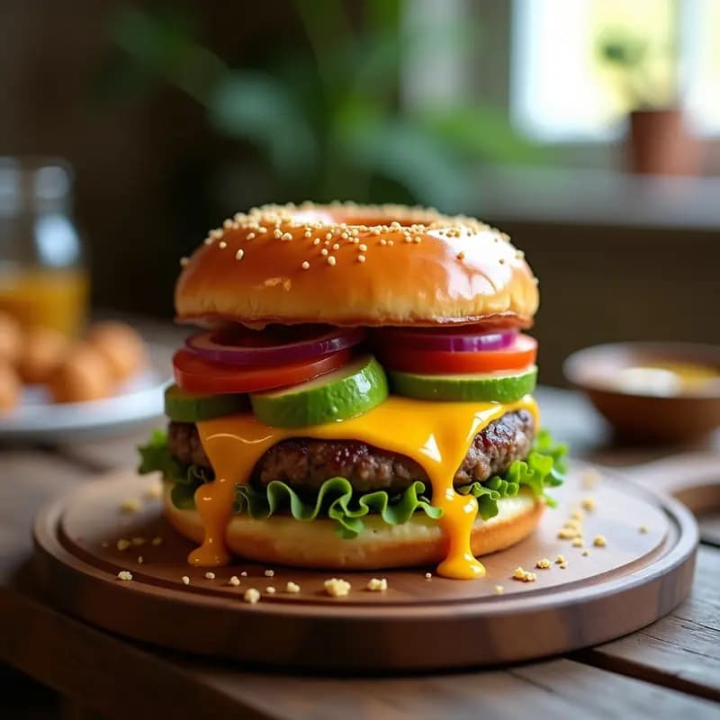 Hamburguesa de Aguacate y Queso con Pan de Donut y Salsa de Miel: Dulce y Salado