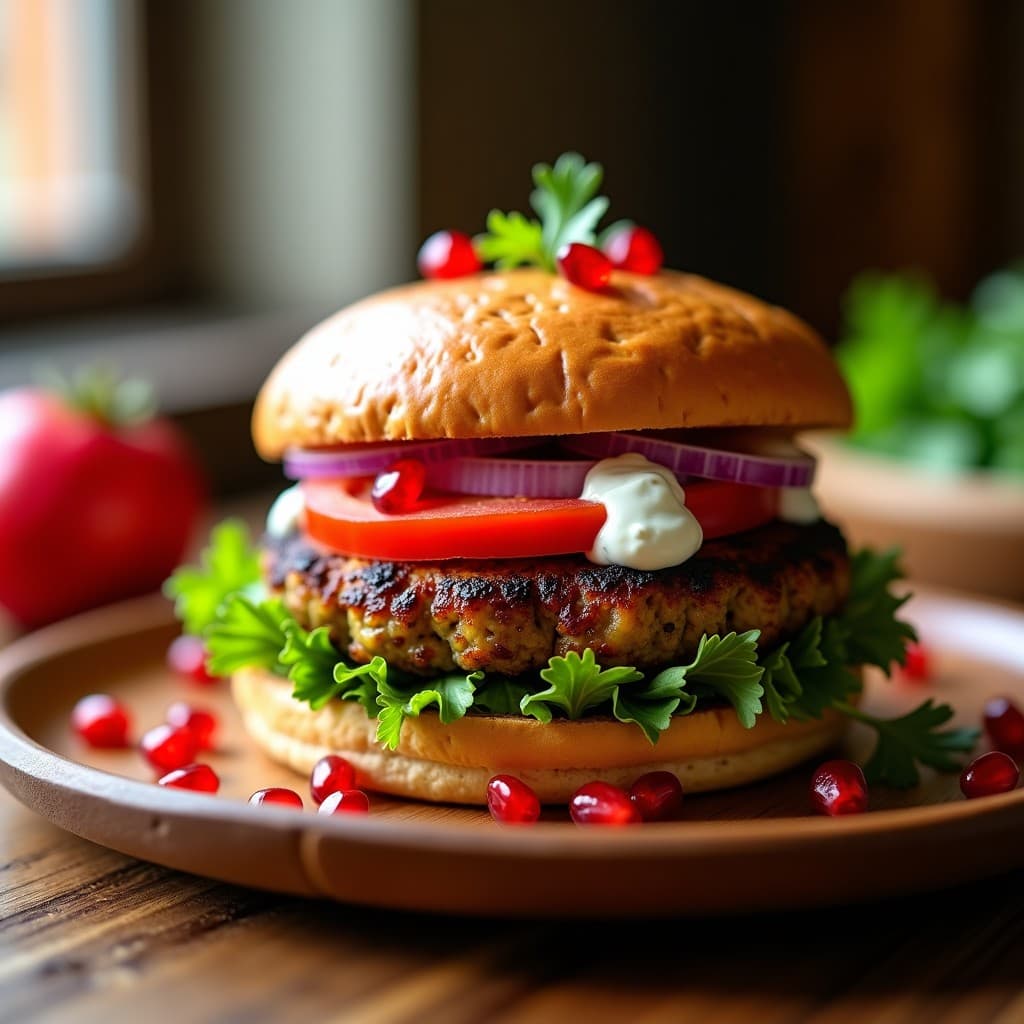 Hamburguesa de Berenjena Asada con Salsa de Granados y Yogur Griego: Receta Vegetariana en Airfryer
