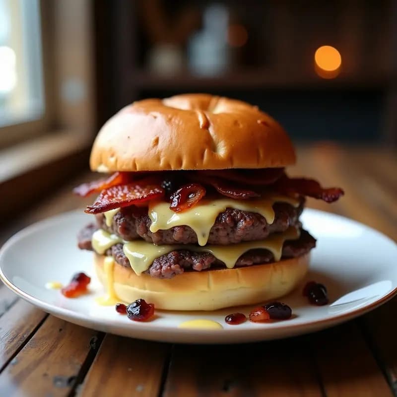 Hamburguesa de instituciones con Pan de Brioche Queso Azul y Mermelada de Higos: Receta de Alta Cocina Basura