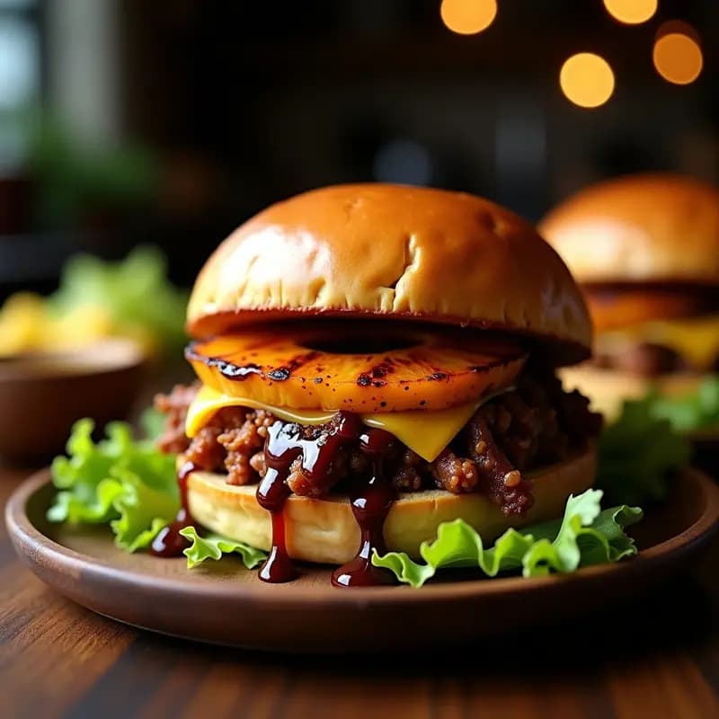 Hamburguesa de Carnita con Piña Asada y Salsa Chipotle: Receta Mexicana con Toque Dulce