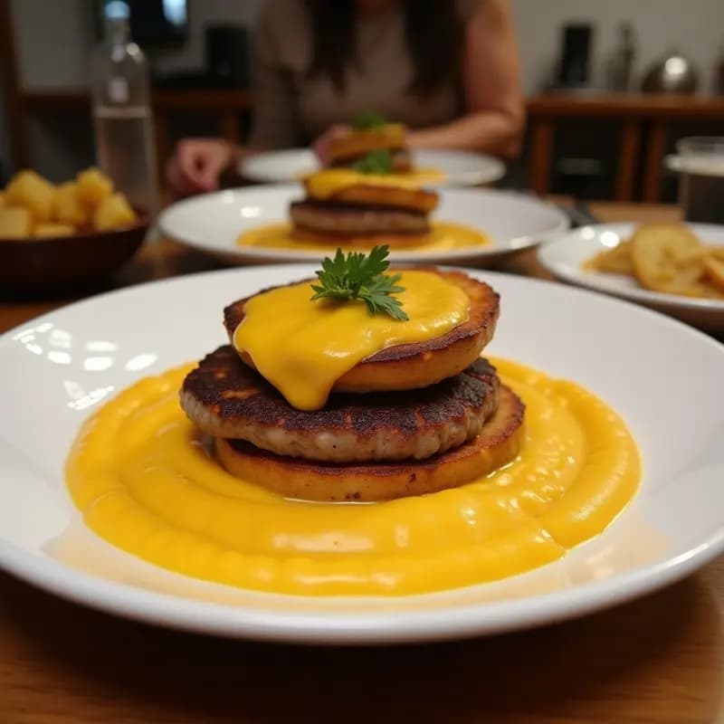 Hamburguesa de Carnitas con Puré de Patatas y Queso Cheddar: Receta para Desayunar como un Rey
