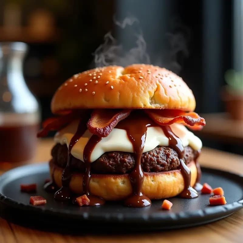 Hamburguesa de Chocolate con Bacon y Helado de Vainilla: Postre o plato principal decadente
