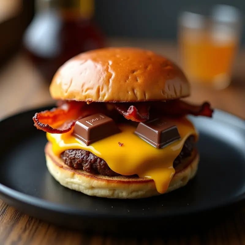 Hamburguesa de Chocolates, Bacon y Queso: El Dulce Pecado que no Podrás Resistir